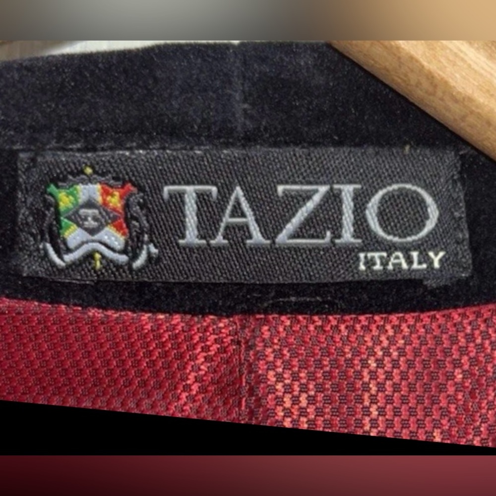Tazio Italy Mens 44L Red Jacket Black Velvet Trim Tuxedo Blazer Holiday Formal - Picture 8 of 14
